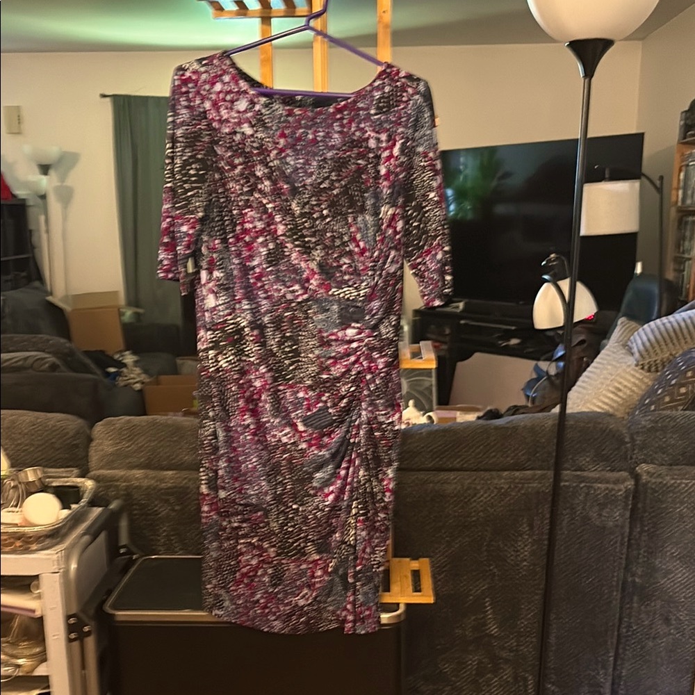 Jones New York Purple Pink Ruched Sheath Dress